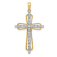 Diamond Cross Charm Pendant in Real 14k Multi-Tone Gold