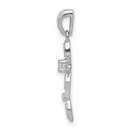 1/20ct Diamond Cross Charm Pendant in Real 14k White Gold