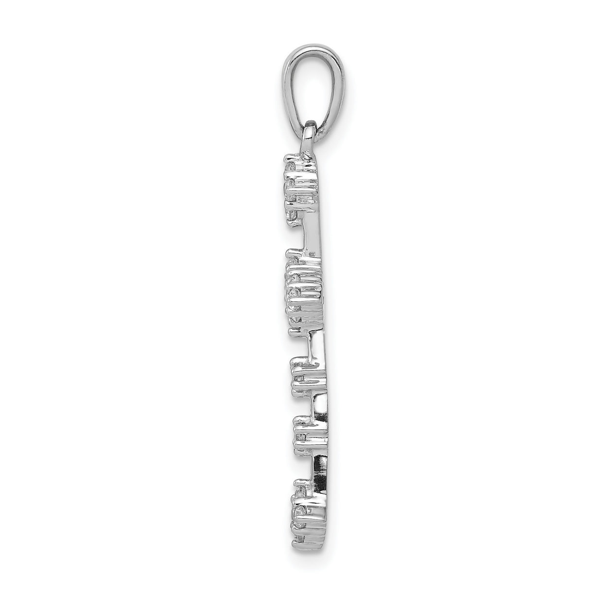 1/4ct Diamond Cross Charm Pendant in Real 14k White Gold