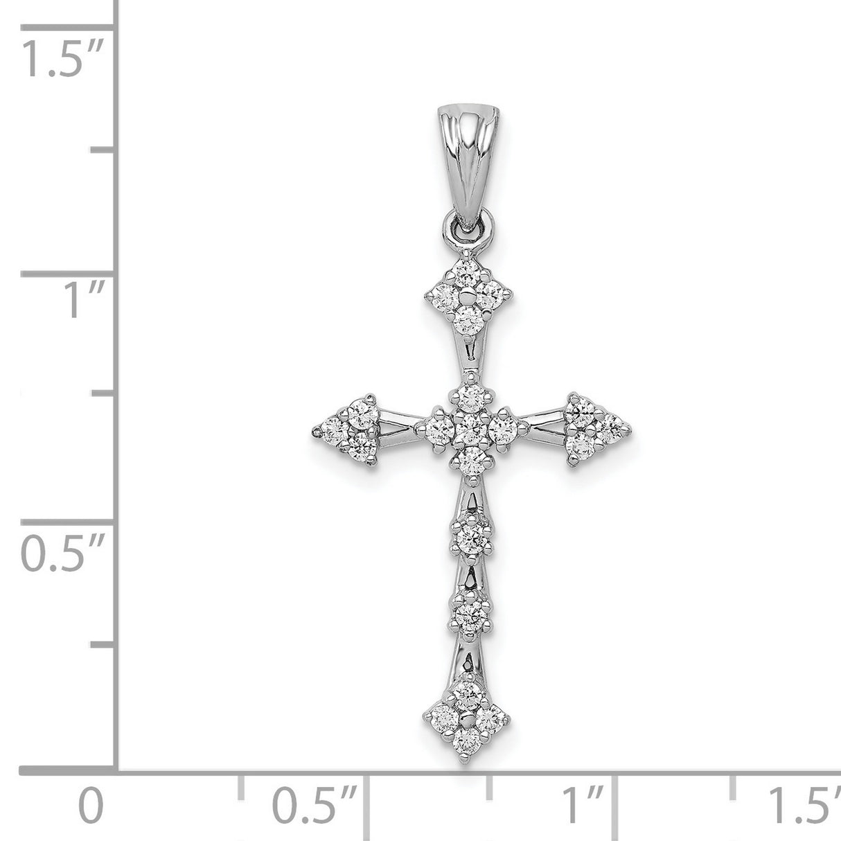 1/4ct Diamond Cross Charm Pendant in Real 14k White Gold