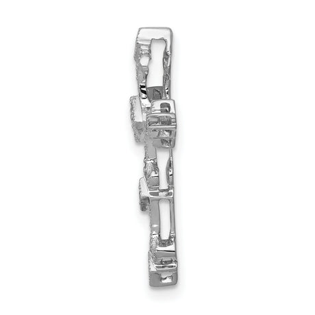 14k White Gold Cross Pendant with Diamond, Gothic Filigree Style for Men and Women