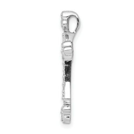 10k White Gold Diamond Cross Pendant with Milgrain Detailing and Flared Ends