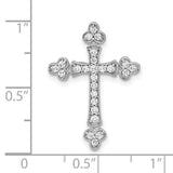 10k White Gold Diamond Cross Pendant with Milgrain Detailing and Flared Ends