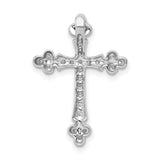 1/4ct Diamond Budded Cross Chain Slide Charm Pendant in Real 14k White Gold