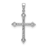 1/10ct Diamond Cross Charm Pendant in Real 14k White Gold