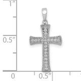 1/10ct Diamond Cross Charm Pendant in Real 10k White Gold