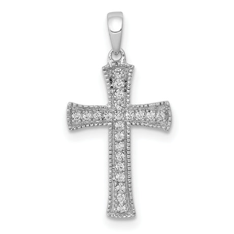 1/10ct Diamond Cross Charm Pendant in Real 10k White Gold