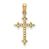 1 10ct Diamond Fleur de Lis Cross Charm Pendant in Real 10k Yellow Gold