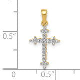 1 10ct Diamond Fleur de Lis Cross Charm Pendant in Real 10k Yellow Gold