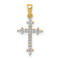 1/10ct Diamond Fleur de Lis Cross Charm Pendant in Real 14k Yellow Gold