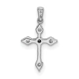 1/15ct Diamond Cross Charm Pendant in Real 14k White Gold