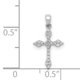 1/15ct Diamond Cross Charm Pendant in Real 14k White Gold