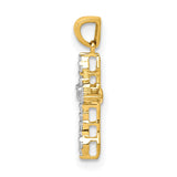 1/15ct Diamond Cross Charm Pendant in Real 14k Yellow Gold