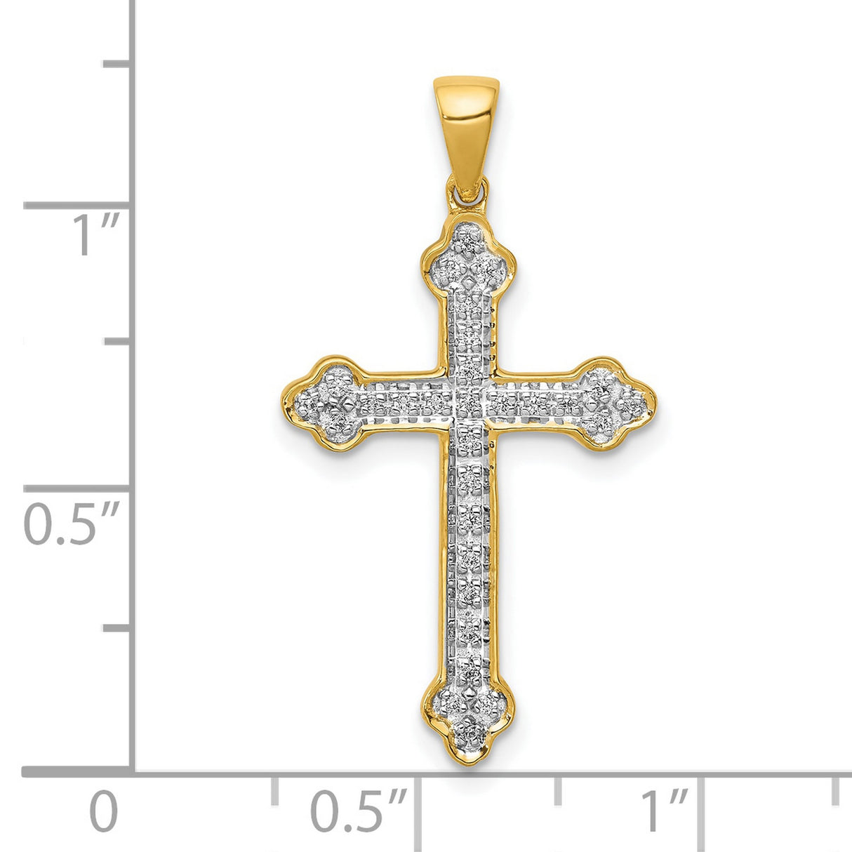 1 10ct Diamond Cross Charm Pendant in Real 10k Yellow Gold