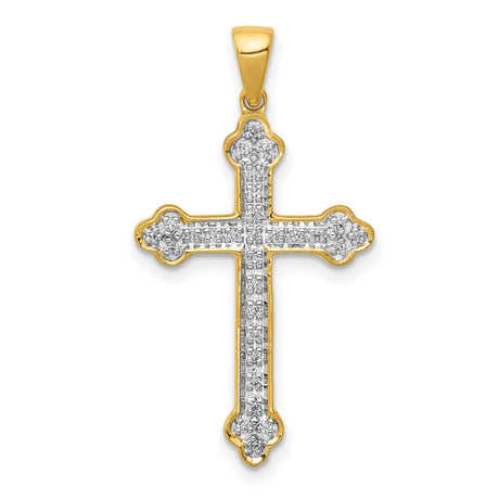 1 10ct Diamond Cross Charm Pendant in Real 10k Yellow Gold