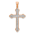 Diamond Cross Charm Pendant in Real 14k Rose Gold