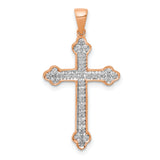 Diamond Cross Charm Pendant in Real 14k Rose Gold