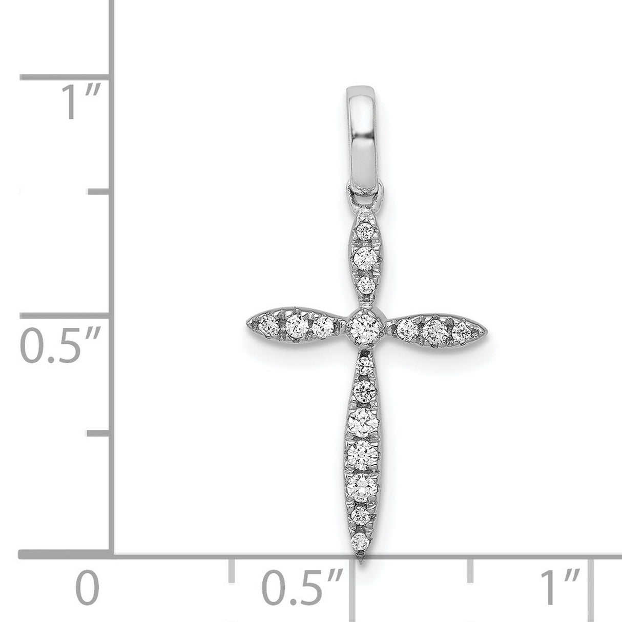 1/6ct Diamond Cross Charm Pendant in Real 14k White Gold