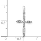 1/6ct Diamond Cross Charm Pendant in Real 14k White Gold