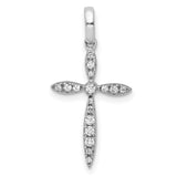 1/6ct Diamond Cross Charm Pendant in Real 14k White Gold