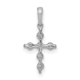 1/6ct Diamond Cross Charm Pendant in Real 14k White Gold