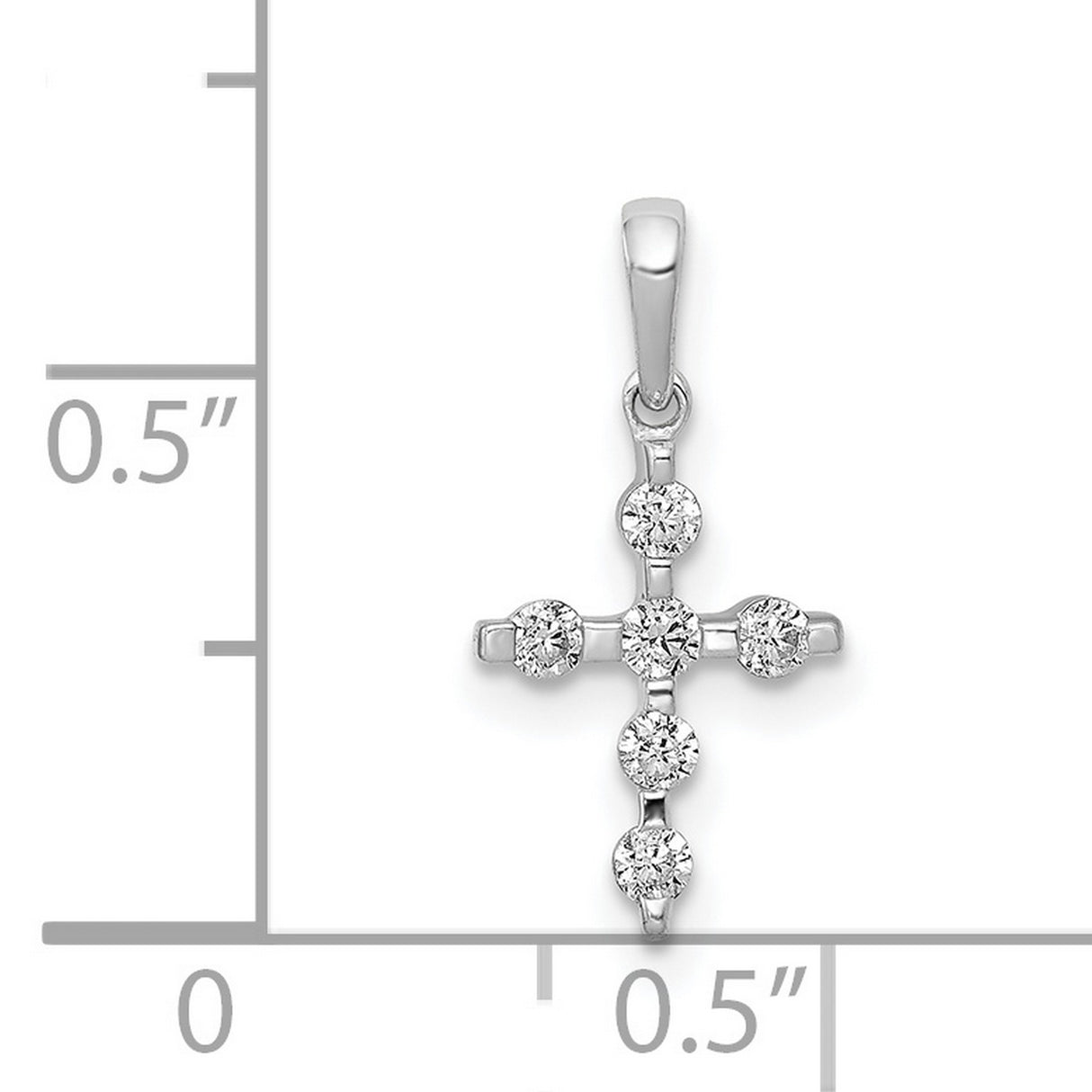 1/6ct Diamond Cross Charm Pendant in Real 14k White Gold