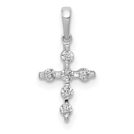 1/6ct Diamond Cross Charm Pendant in Real 14k White Gold