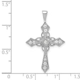 14k White Gold Diamond Cross Pendant, Vintage Style with Milgrain Detail