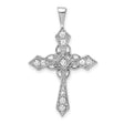 14k White Gold Diamond Cross Pendant, Vintage Style with Milgrain Detail