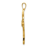 14k Yellow Gold Cross Pendant with Diamond, Vintage Style and Milgrain Detailing