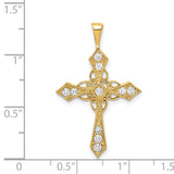 14k Yellow Gold Cross Pendant with Diamond, Vintage Style and Milgrain Detailing