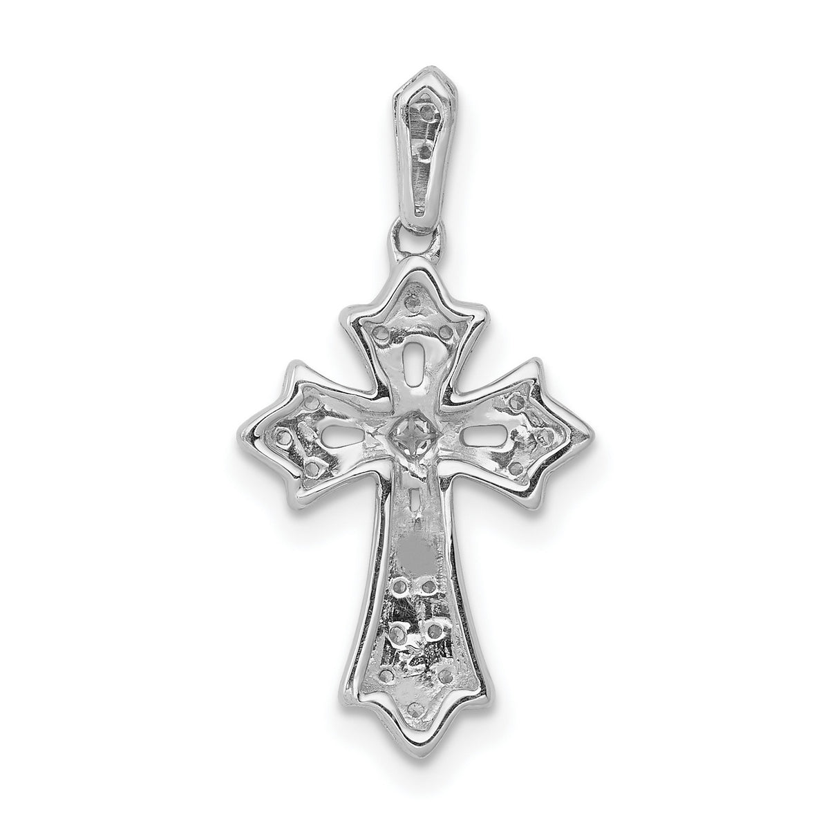 1/10ct Diamond Fancy Cross Charm Pendant in Real 10k White Gold