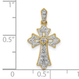 1 10ct Diamond Fancy Cross Charm Pendant in Real 10k Yellow Gold