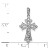 1/10ct Diamond Fancy Cross Charm Pendant in Real 14k White Gold