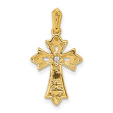 1/10ct Diamond Fancy Cross Charm Pendant in Real 14k Yellow Gold