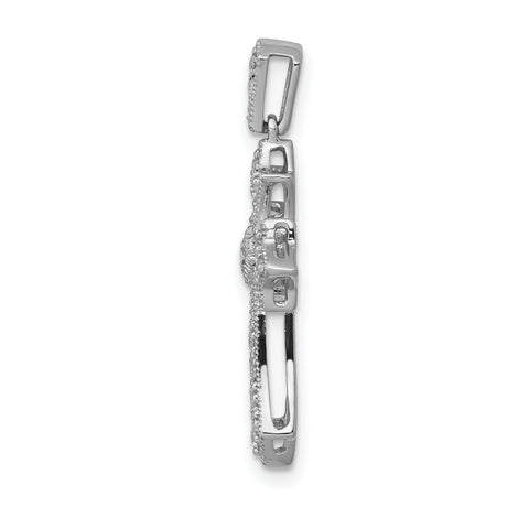 10k White Gold Cross Pendant with Diamond Accents, Fleur de Lis Design, Religious Charm