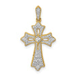 1 6ct Diamond Fleur de Lis Cross Charm Pendant in Real 10k Yellow Gold