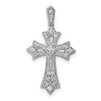 14k White Gold Diamond Fleur de Lis Cross Pendant, Vintage Inspired Religious Jewelry