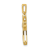 14k Yellow Gold Cross Pendant with Diamond Accents, Fleur de Lis Gothic Style