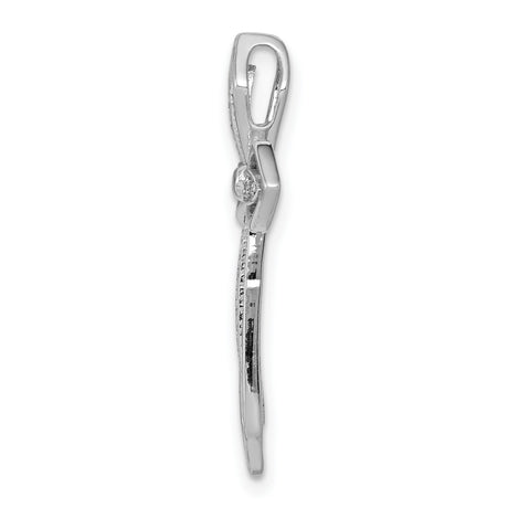 1/15ct Diamond Cross Chain Slide Charm Pendant in Real 14k White Gold