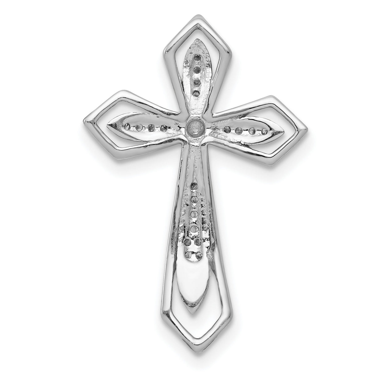 1/15ct Diamond Cross Chain Slide Charm Pendant in Real 14k White Gold