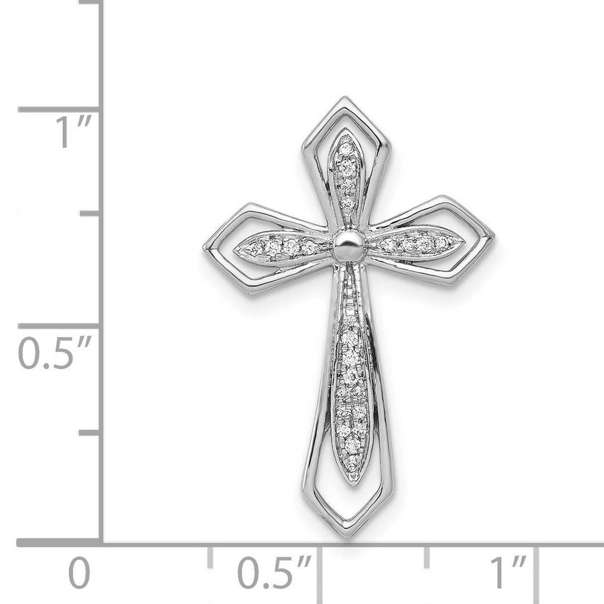 1/15ct Diamond Cross Chain Slide Charm Pendant in Real 14k White Gold