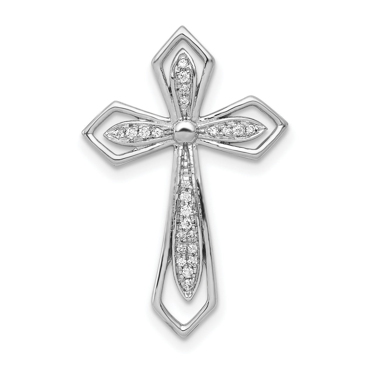 1/15ct Diamond Cross Chain Slide Charm Pendant in Real 14k White Gold