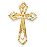 1/15ct Diamond Cross Chain Slide Charm Pendant in Real 14k Yellow Gold