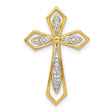 1/15ct Diamond Cross Chain Slide Charm Pendant in Real 14k Yellow Gold