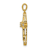 14k Yellow Gold Diamond Filigree Cross Pendant, Vintage Religious Charm for Men and Women