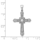 1/3ct Diamond Filigree Cross Charm Pendant in Real 14k White Gold