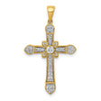 1/3ct Diamond Filigree Cross Charm Pendant in Real 14k Yellow Gold