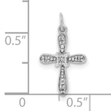 .03ct Diamond Cross Charm Pendant in Real 10k White Gold