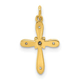 .03ct Diamond Cross Charm Pendant in Real 10k Multi-Tone Gold